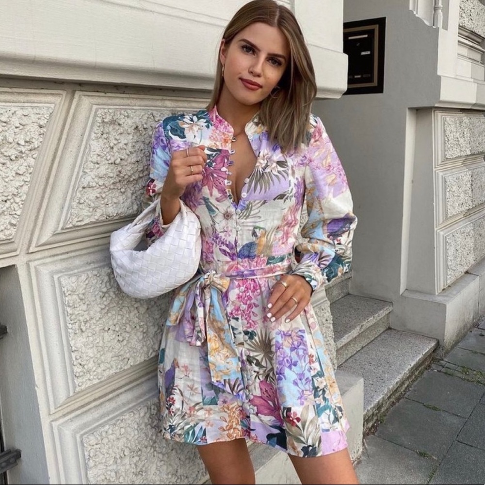 ZARA FLORAL LINEN DRESS - Picture 5 of 7